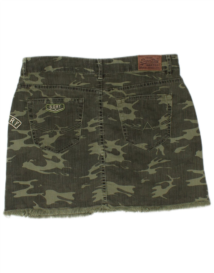SUPERDRY Dame Mini Denim Nederdel Medium W30 Khaki Camouflage