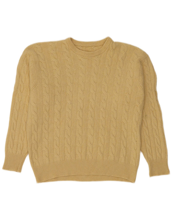 Vintage Herre Crew Neck Jumper Sweater IT 52 Large Yellow Cashmere