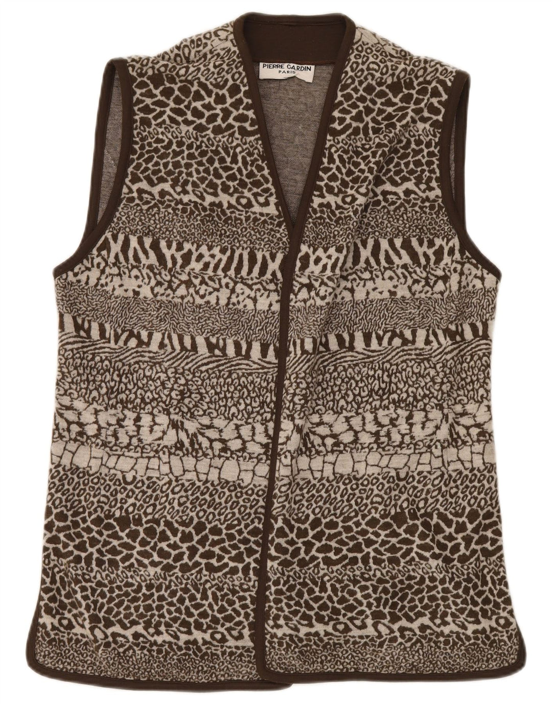 Pierre Cardin Dame Gilet IT 44 Medium Brun Animal Print Uld
