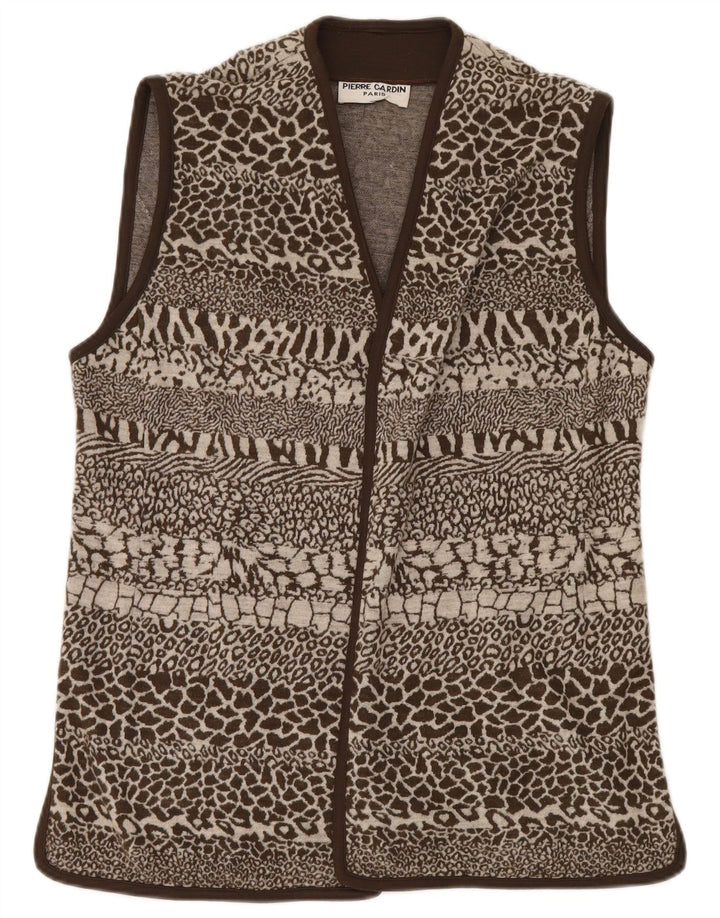 Pierre Cardin Dame Gilet IT 44 Medium Brun Animal Print Uld