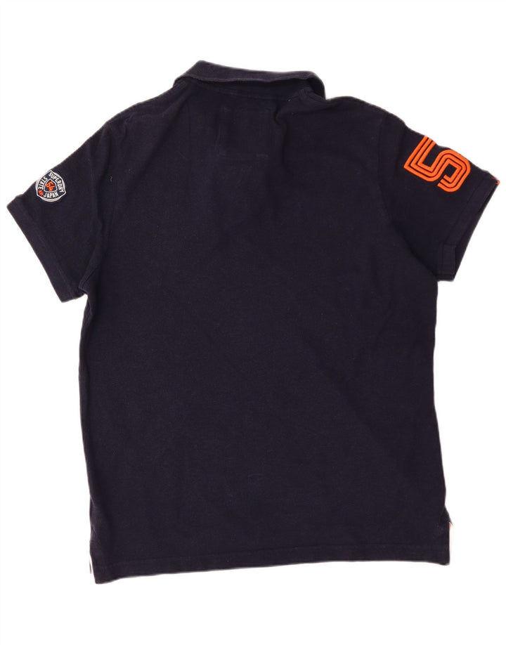 Superdry grafisk poloshirt til mænd 2XL marineblå bomuld
