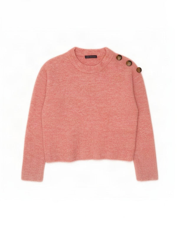Marks & Spencer Dame Loose Fit Jumper Sweater med rund hals UK 14 Medium Pink