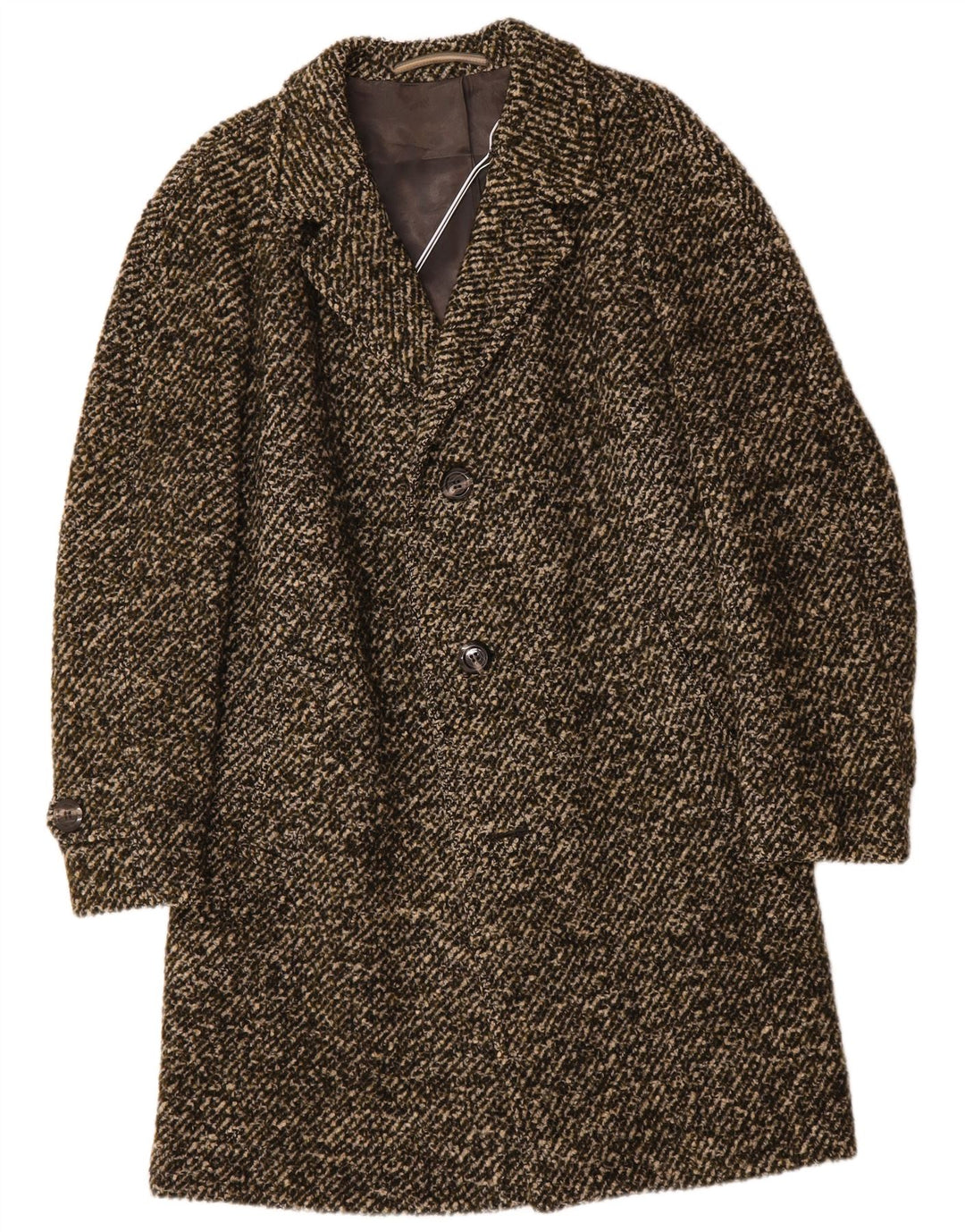 VINTAGE Overfrakke til mænd UK 38 Medium Khaki Flecked Wool