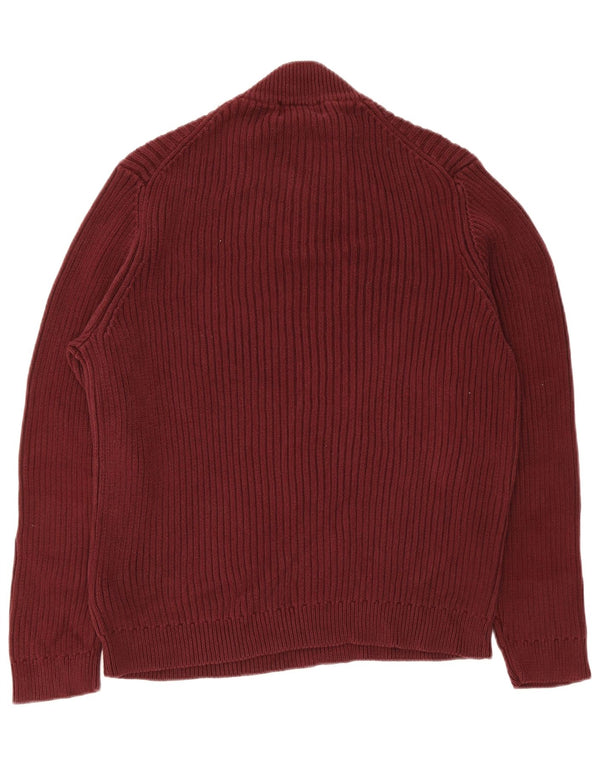 Eddie Bauer Herre Zip Neck Jumper Sweater Large Bourgogne Bomuld