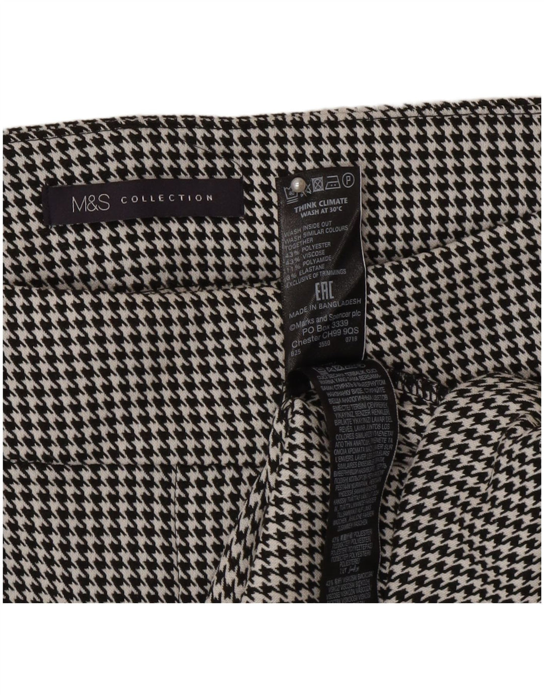 Marks & Spencer Pencil Nederdel til kvinder UK 16 Large W32 Grey Houndstooth