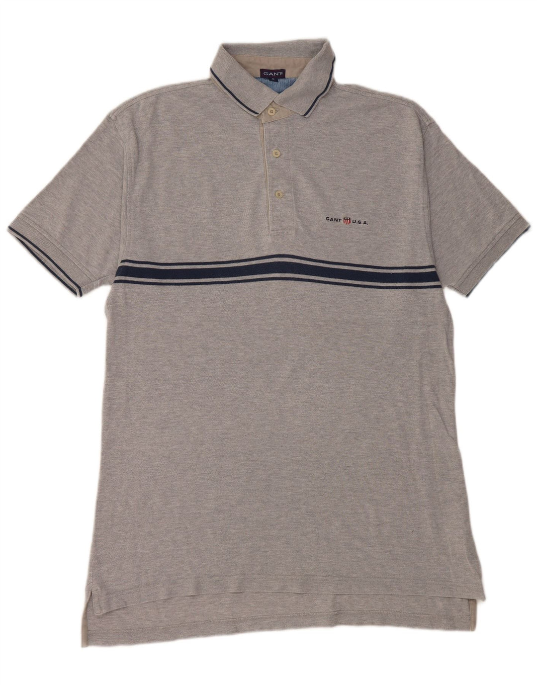 Gant herre poloshirt mellemgrå stribet bomuld