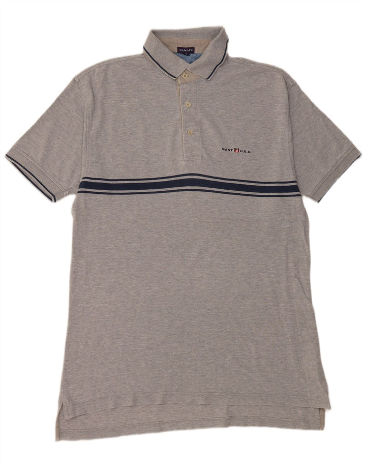 Gant herre poloshirt mellemgrå stribet bomuld