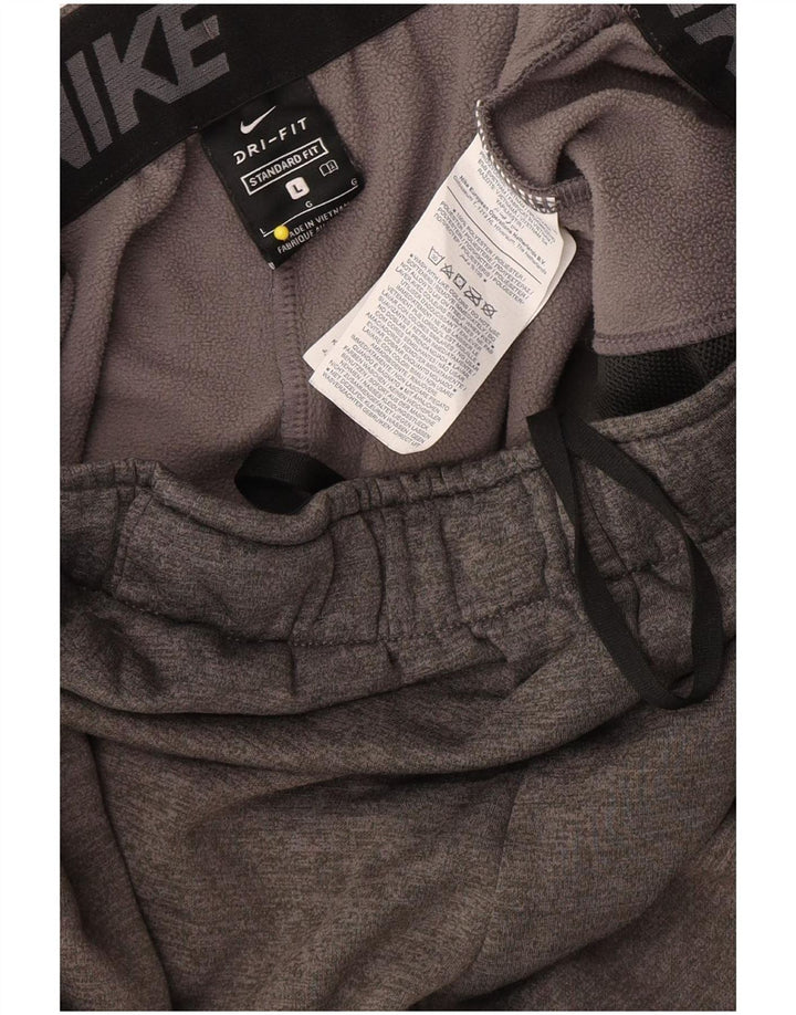 Nike Herre Dri Fit Standard træningsdragt Bukser Joggers Large Grå Polyester