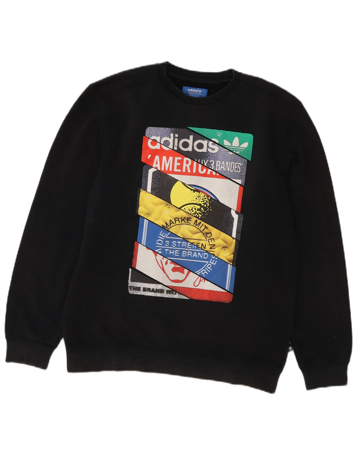 Adidas grafisk sweatshirt til mænd, lille sort bomuld