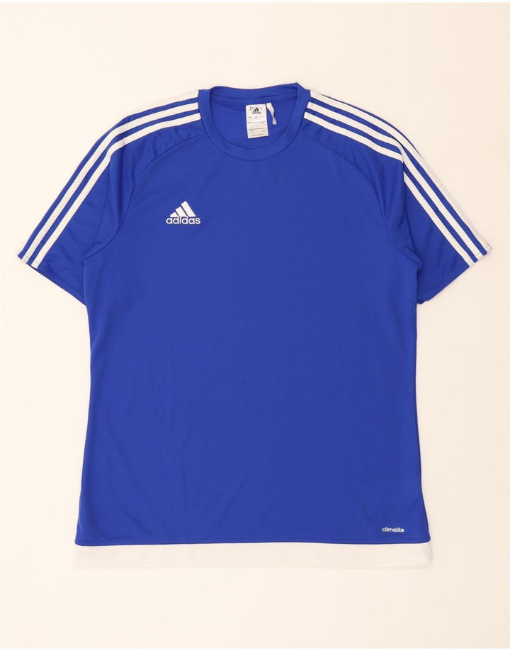 ADIDAS Mens Climalite T-Shirt Top Large Blue Polyester Vintage Adidas and Second-Hand Adidas from Messina Hembry 