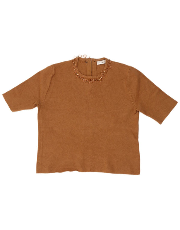 Zara Kortærmet Crop Top UK 12 Medium Brun