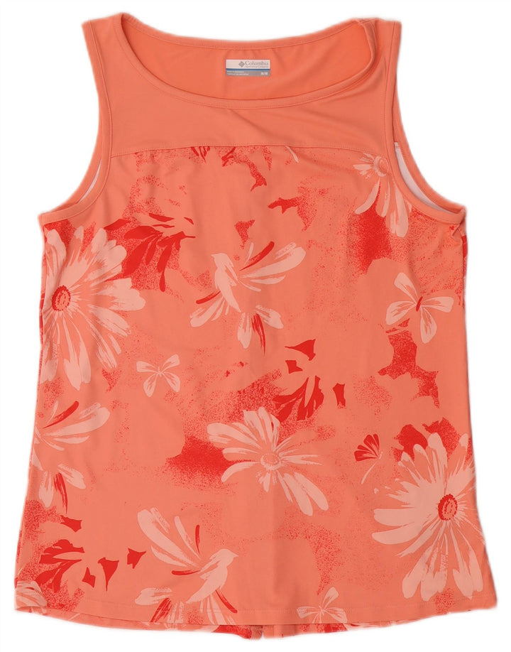 COLUMBIA Kvinder grafisk vest Top UK 12 Medium Pink Floral Polyester