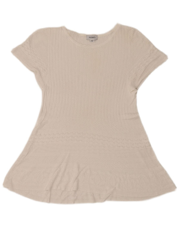 Max & Co. Dame Se Through Crochet A-Line Kjole UK 10 Small White