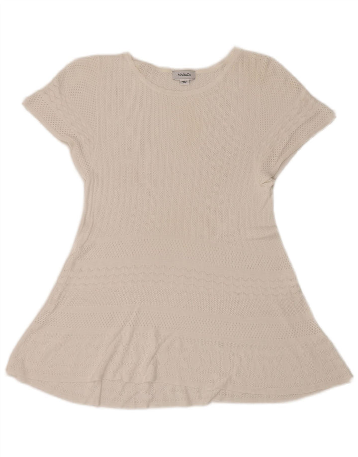Max & Co. Dame Se Through Crochet A-Line Kjole UK 10 Small White