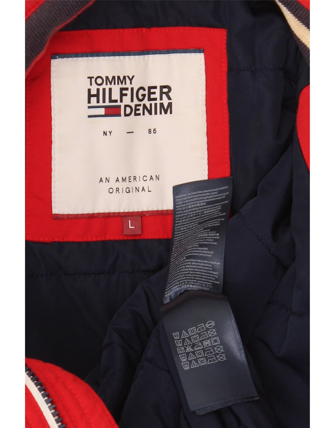 TOMMY HILFIGER Bomberjakke til mænd UK 40 Stor rød polyamid