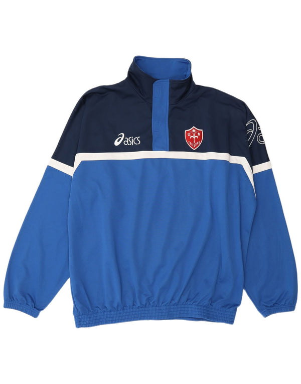 Asics Herre Grafisk Zip Neck Pullover Træningsdragt Top 2XL Blå Colourblock