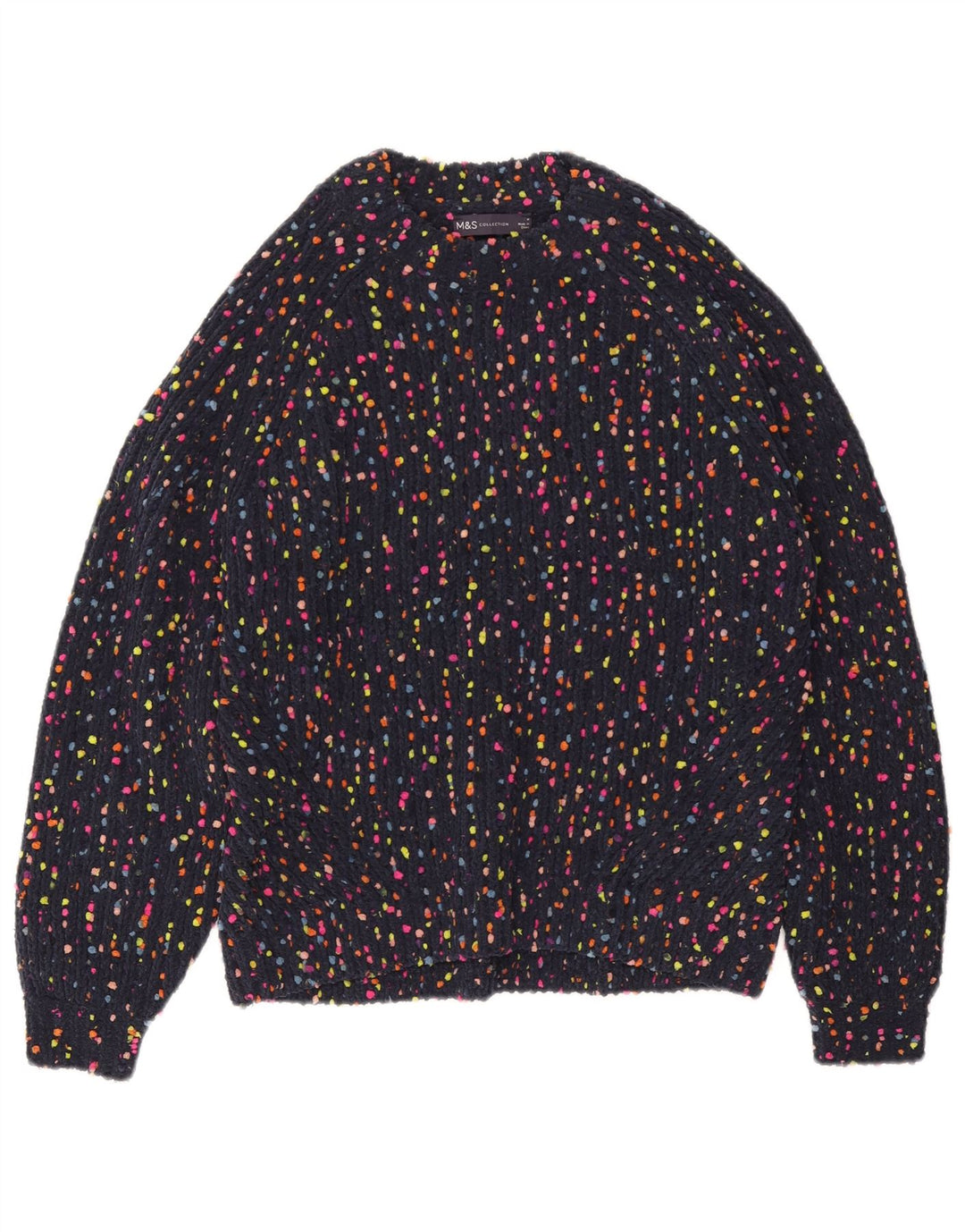 MARKS & SPENCER Dame sweater med rund hals DK 12 Medium Navy Blue