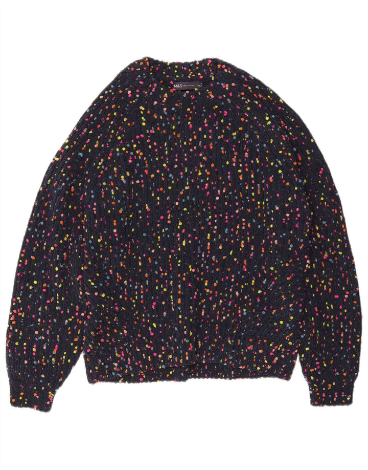 MARKS & SPENCER Dame sweater med rund hals DK 12 Medium Navy Blue