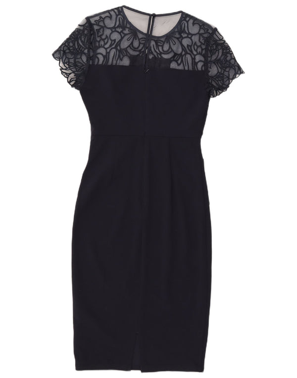 Lipsy Womens Sheath Dress UK 10 Small Navy Blue Floral Polyester