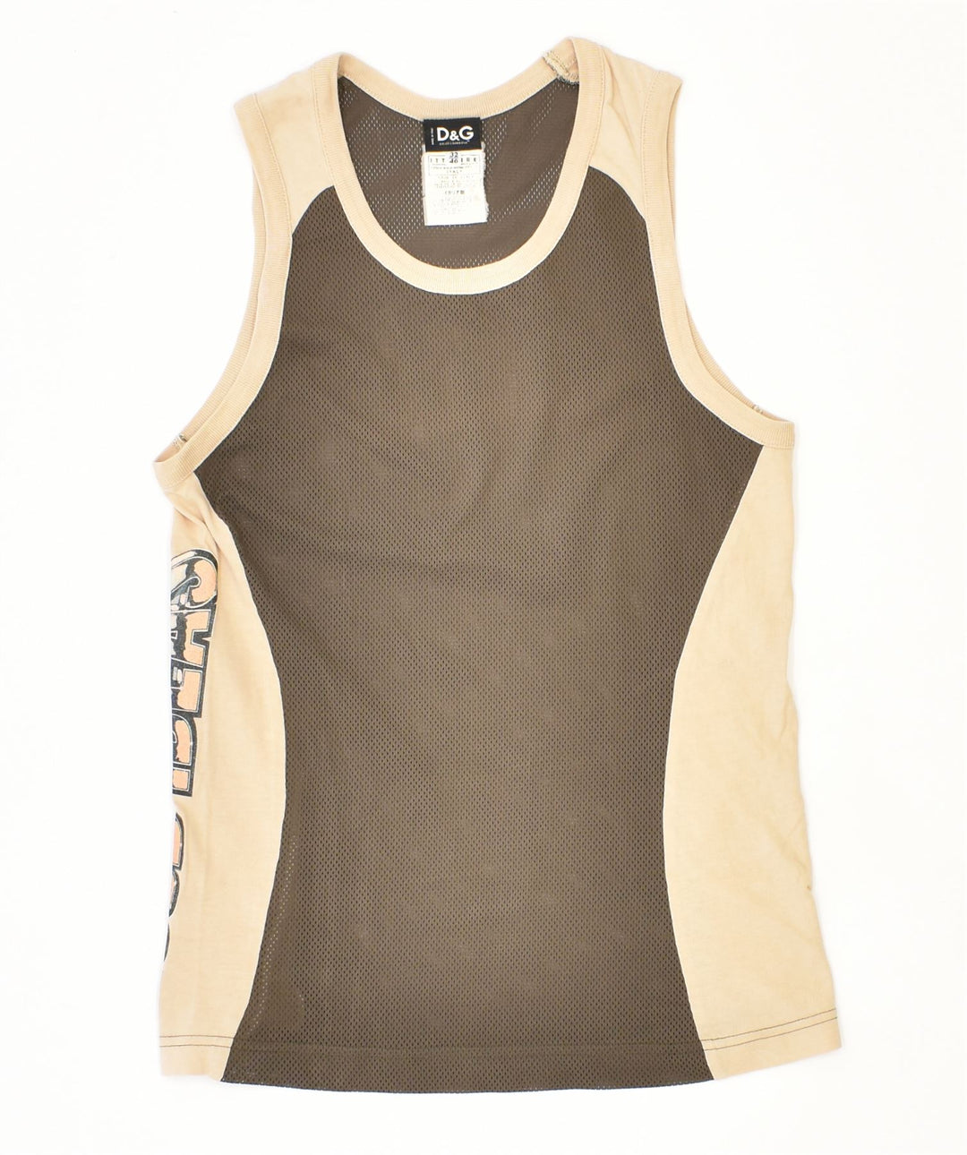 DOLCE & GABBANA Dame Slim Fit Vest Top IT 46 Large Khaki Polyester