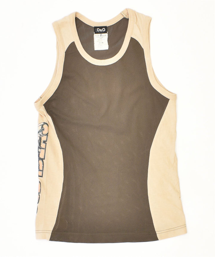 DOLCE & GABBANA Dame Slim Fit Vest Top IT 46 Large Khaki Polyester