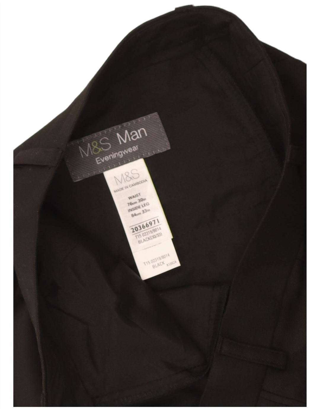 Marks & Spencer Straight Suit Bukser til mænd W30 L33 Sort bomuld