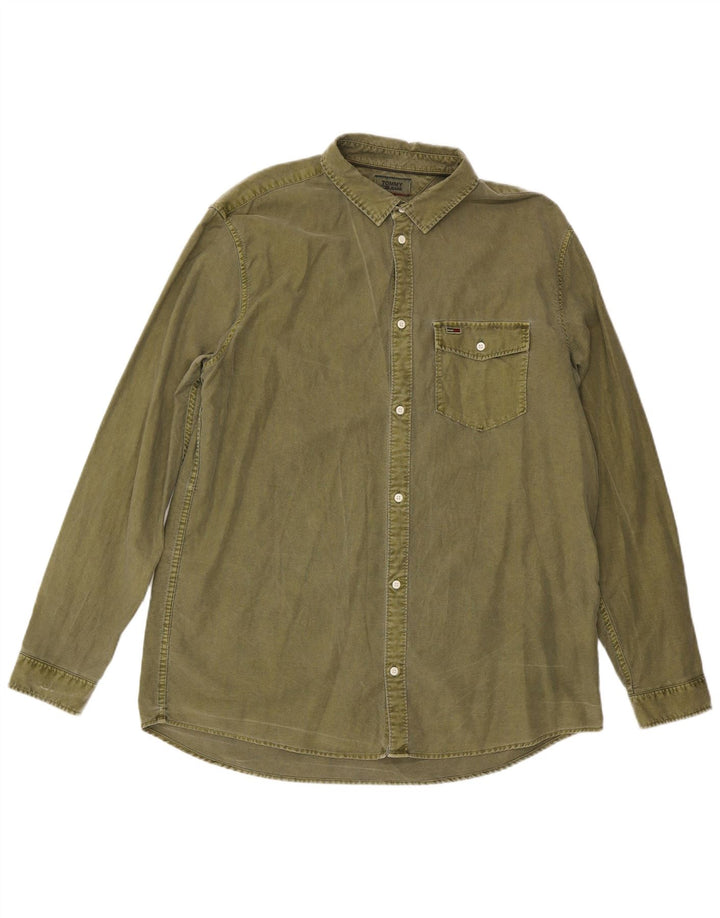 Tommy Hilfiger Herreskjorte XL Khaki Bomuld