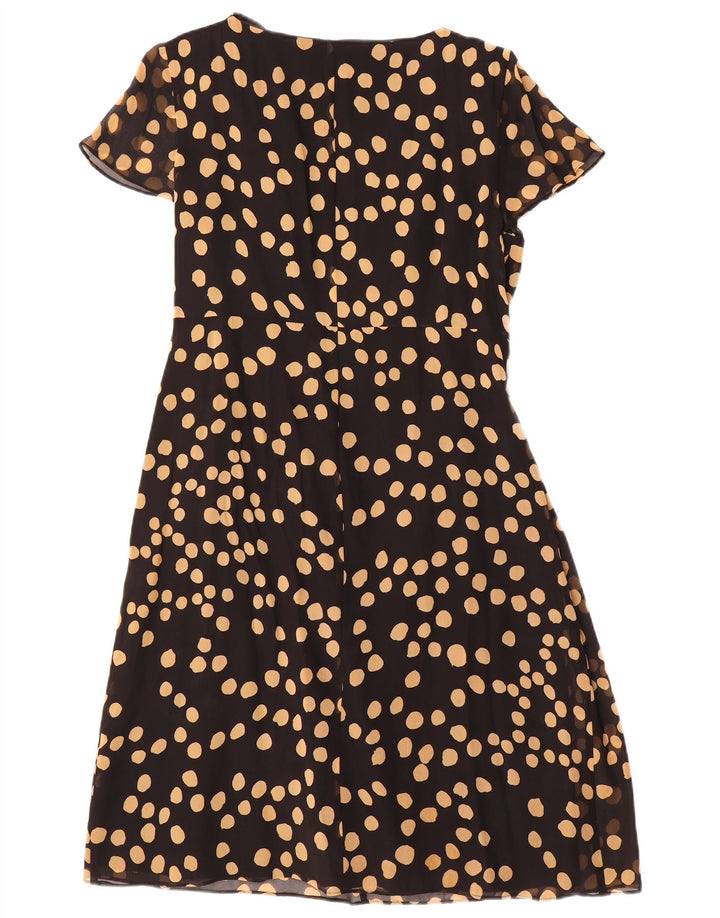 Fenn Wright Manson Dame A-Line Kjole UK 14 Stor Sort Plettet Silke