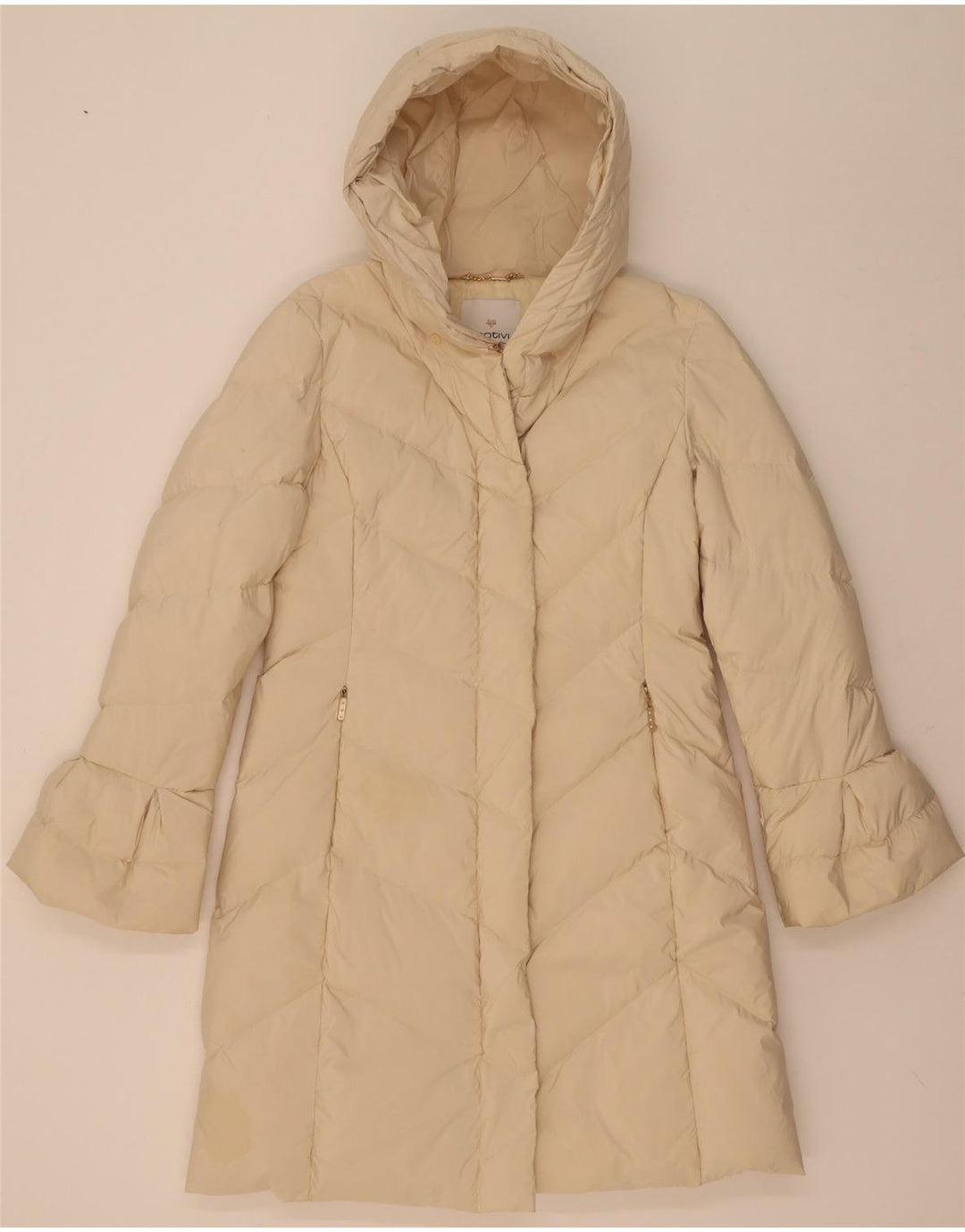 MOTIVI Polstret frakke med hætte til kvinder UK 12 Medium Beige Polyester