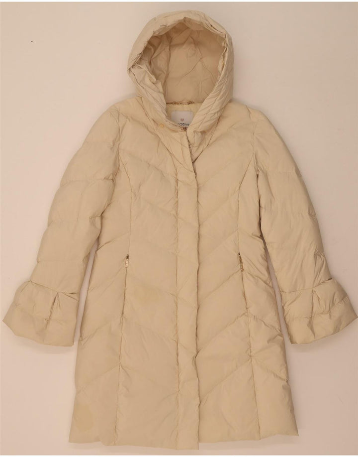 MOTIVI Polstret frakke med hætte til kvinder UK 12 Medium Beige Polyester
