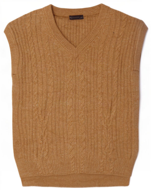 Marks & Spencer Dame Oversized Vest Tank Top UK 10 Small Beige Bomuld