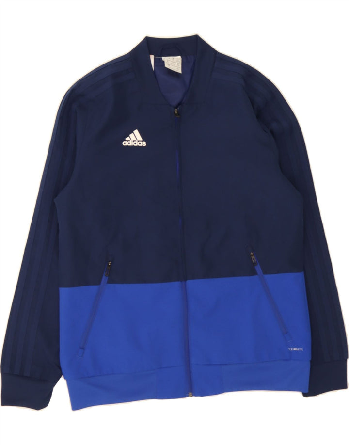 ADIDAS Boys Climalite Tracksuit Top Jacket 11-12 Years Navy Blue Vintage Adidas and Second-Hand Adidas from Messina Hembry 