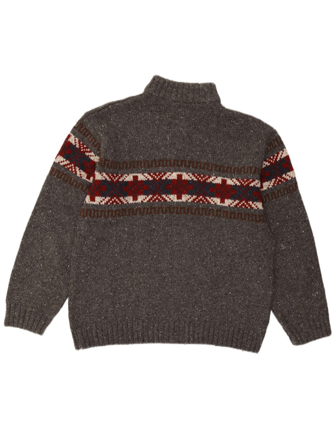 C&A Herre Zip Neck Sweater Sweater Large Grey Fair Isle Akryl