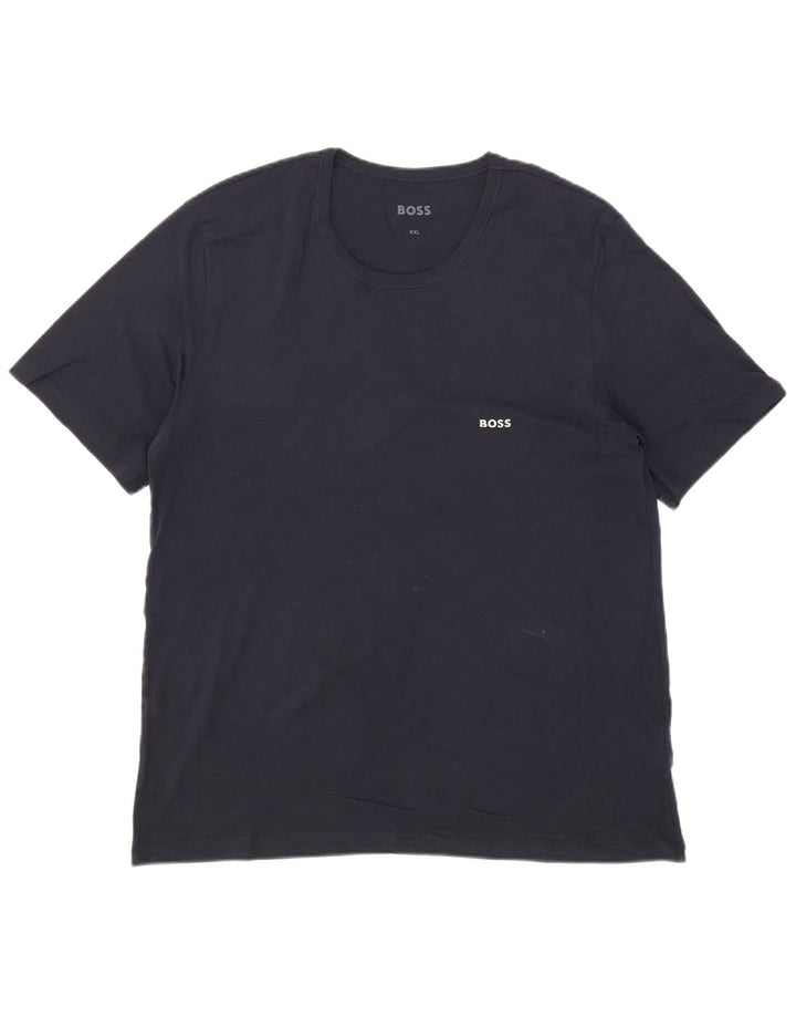 Hugo Boss Herre T-Shirt Top 2XL Marineblå Bomuld