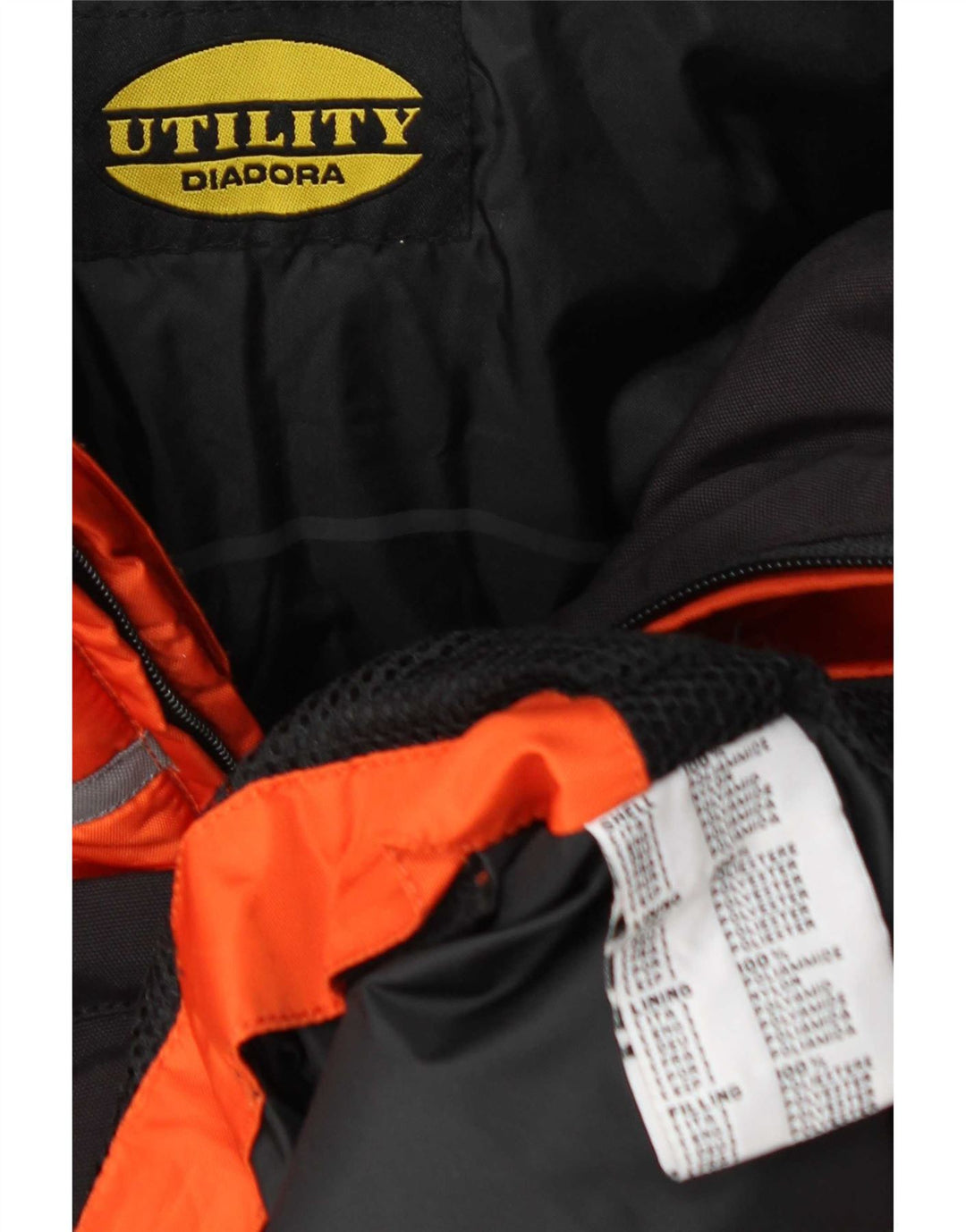 Diadora Herre hættepolstret jakke UK 40 Large Orange Colourblock Polyamid