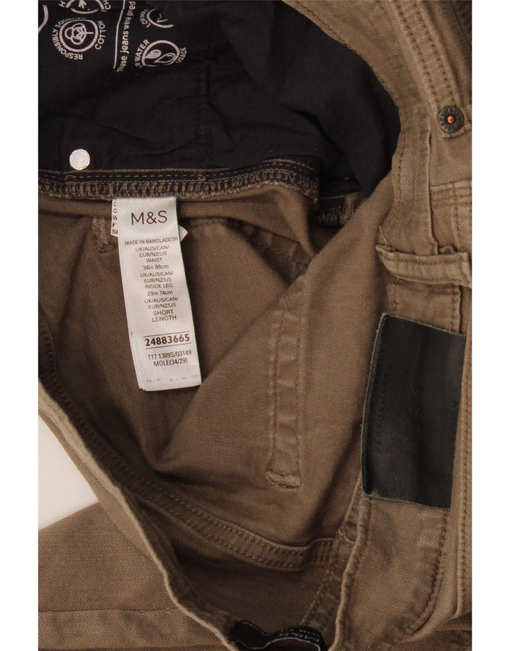 Marks & Spencer Herre Slim Jeans W34 L29 Khaki Bomuld