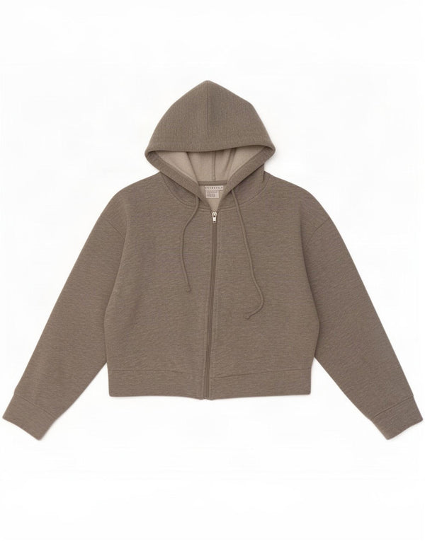 Topshop Womens Crop Oversized hættetrøje med lynlås UK 10 Small Grey Flecked