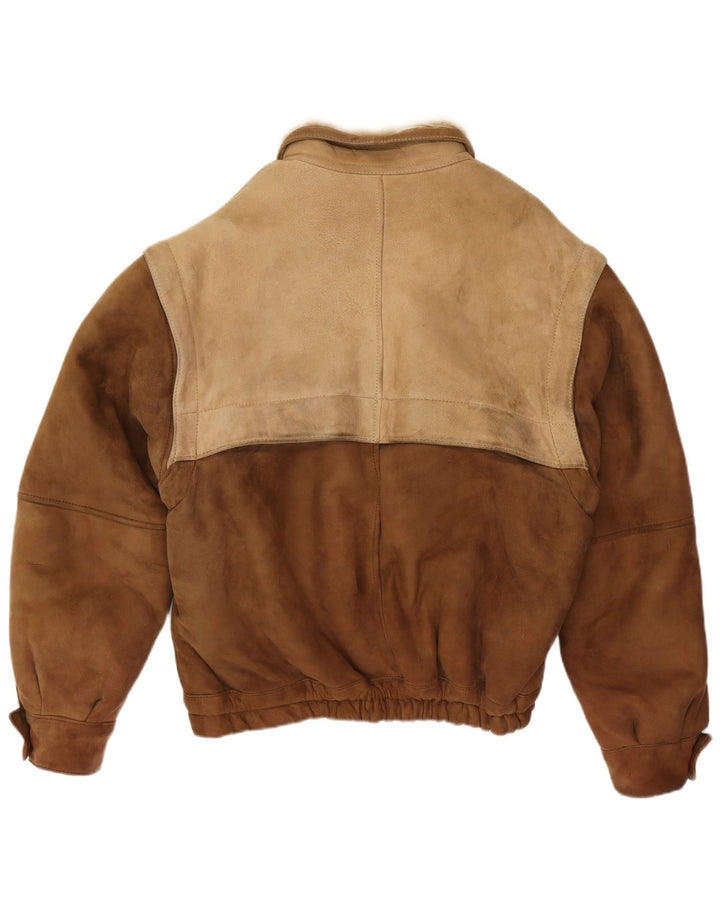 Vintage Bomberjakke til mænd IT 54 2XL Brun Colourblock Winter
