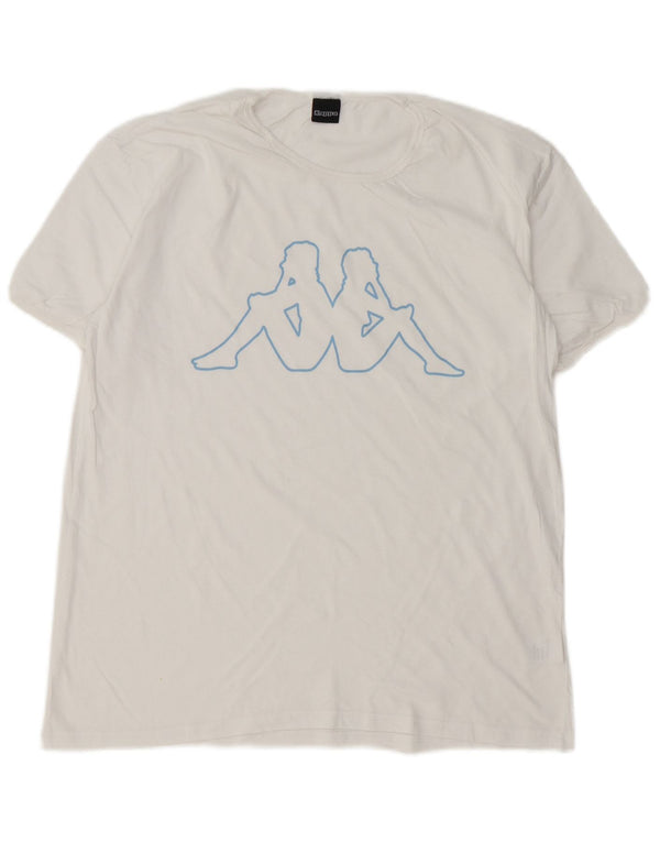 Kappa Dame Grafisk T-Shirt Top UK 16 Stor Hvid Bomuld