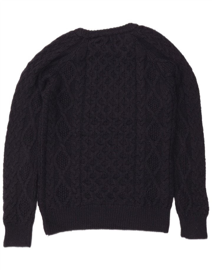 Zara Herre Boat Neck Jumper Sweater Stor Marineblå Uld