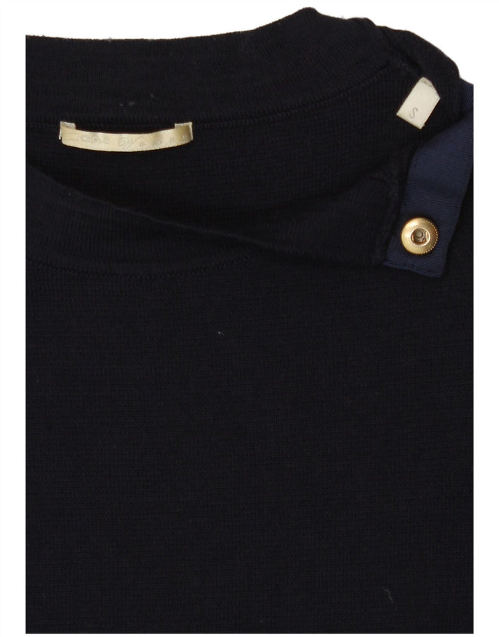 Gas Dame Button Neck Jumper Sweater UK 10 Small Navy Blue