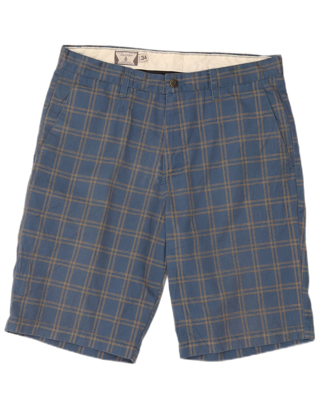 Volcom Herre Chino Shorts W34 Large Blue Check Polyester