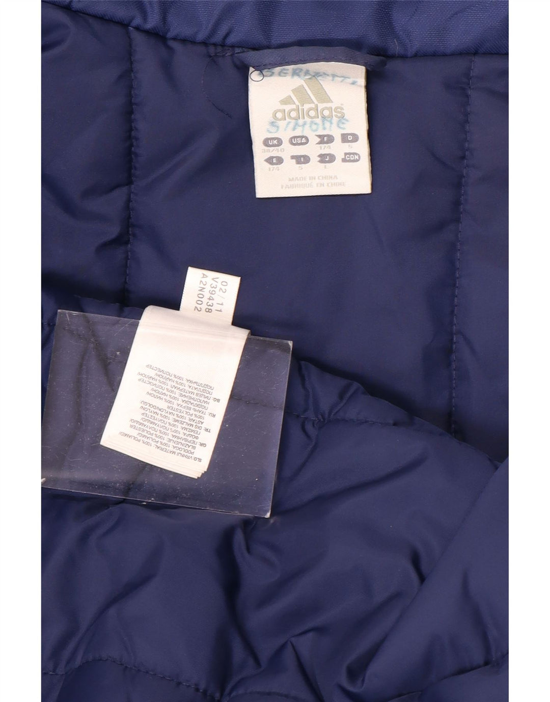 ADIDAS Herre grafisk polstret frakke UK 38/40 Medium Blue Polyamide