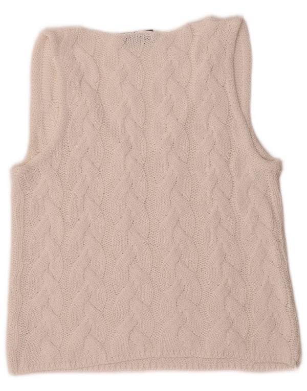 Vintage Dame Crop Vest Tank Top IT 40 Small White Viscose