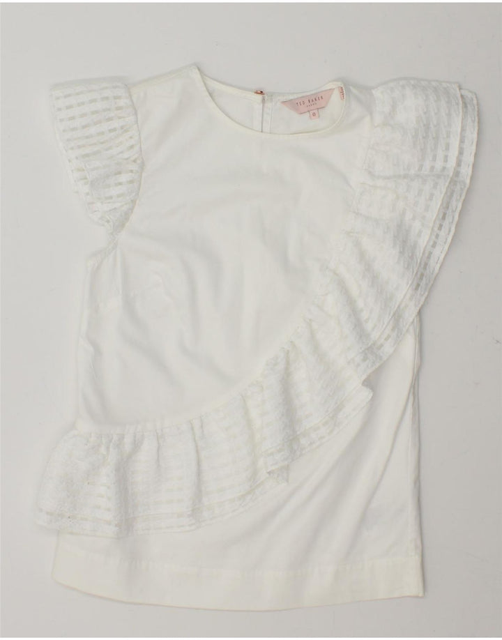 TED BAKER Womens Blouse Top Size 0 2XS White Cotton Vintage Ted Baker and Second-Hand Ted Baker from Messina Hembry 