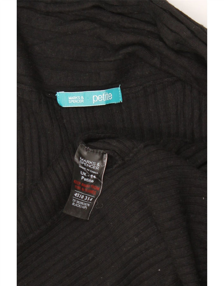 Marks & Spencer Dame Asymmetrisk Cardigan Sweater UK 14 Medium Sort