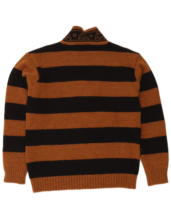 Pietronilla Dame V-hals Jumper Sweater UK 10 Lille Brun Stribet