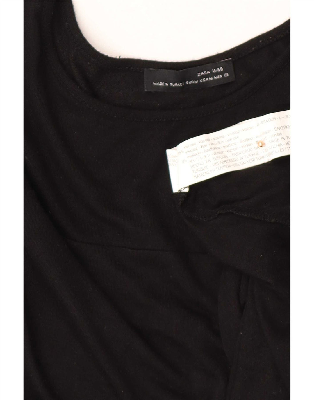 Zara Dame Langærmet Tunika Top UK 14 Medium Sort Viscose
