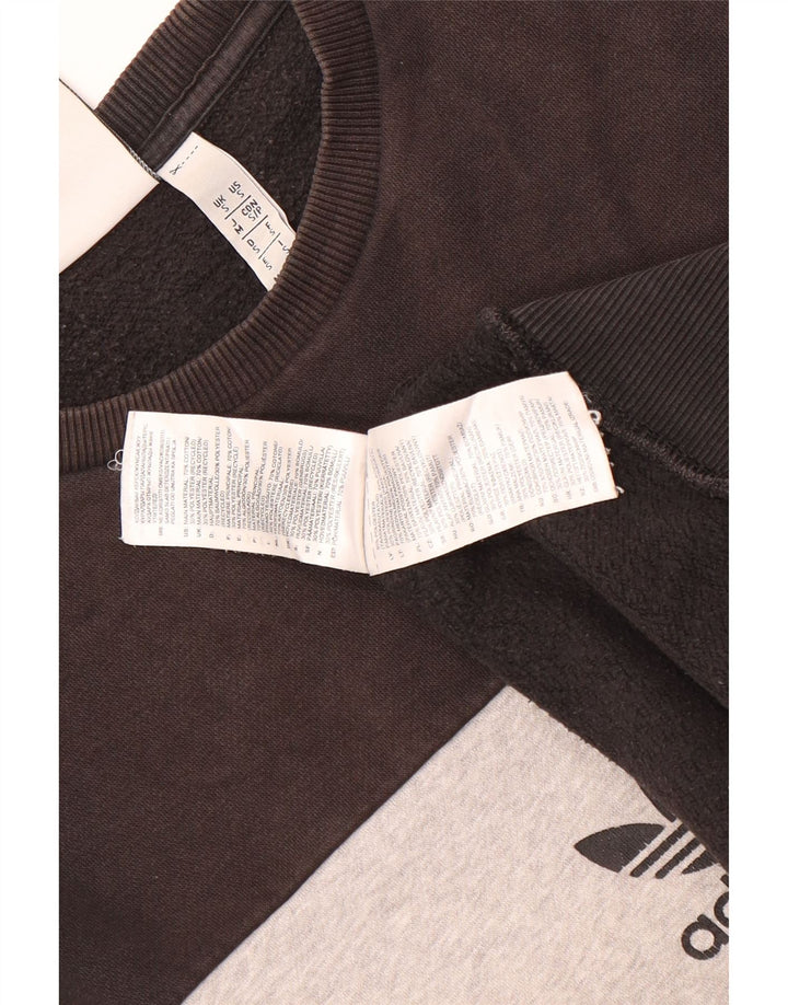 Adidas Graphic Sweatshirt Jumper Small Black Colourblock Bomuld
