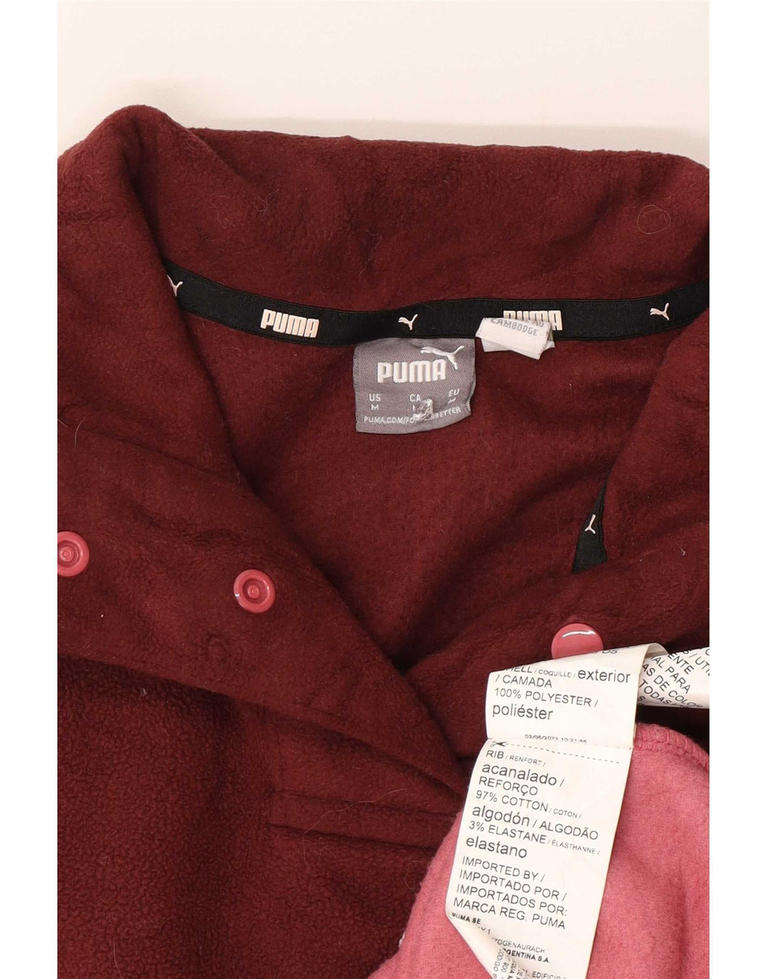 Puma Dame Oversized Grafisk Fleece Jumper UK 14 Medium Burgundy